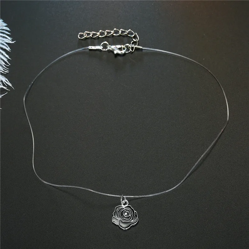 Mermaid Tear Necklaces Water Drop Crystal Choker Necklaces Transparent Fishing Line Invisible Chain Necklaces Collier Wholesale