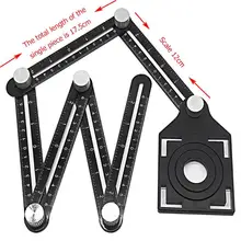 Telha buraco localizador ferramenta ajustável alvenaria vidro ângulo fixo medição régua universal modelo angular 6-fold ângulo régua