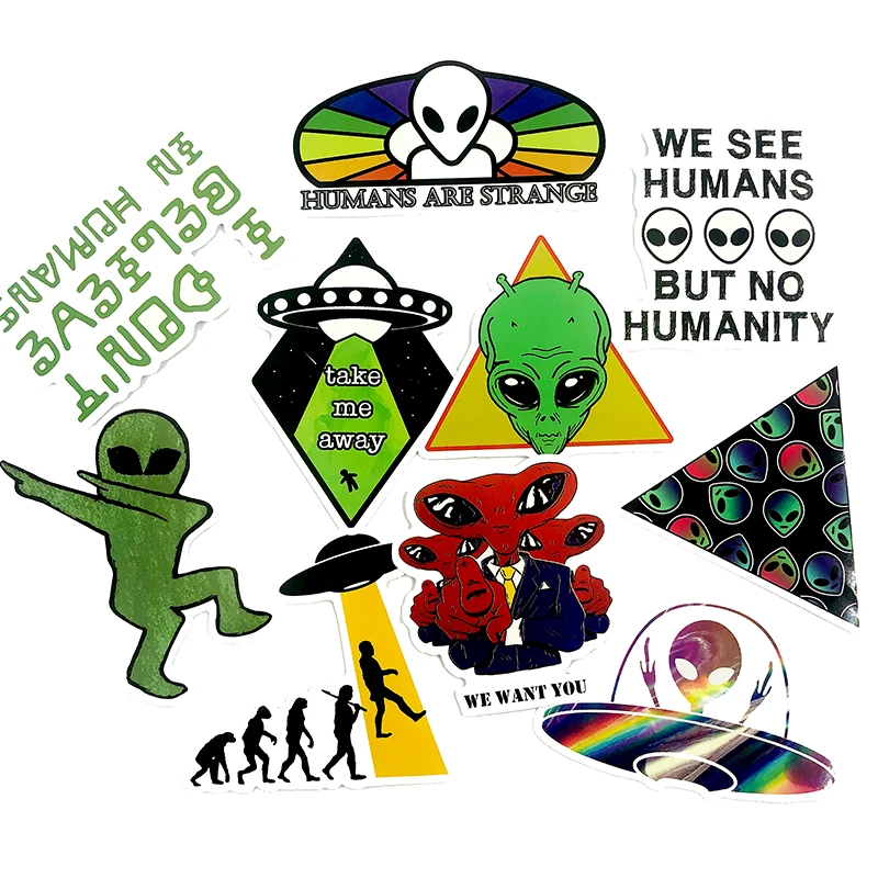 50Pcs Alien UFO Space Series Graffiti Sticker Forskateboard Guitar Motorcycle Decorative Luggage Suitcase Computer Toys