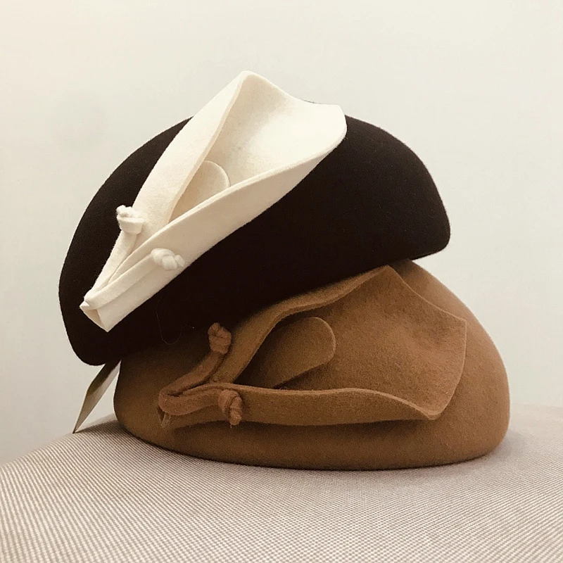 Женский берет шерстяной головной убор женская свадебная Шляпа Fedora