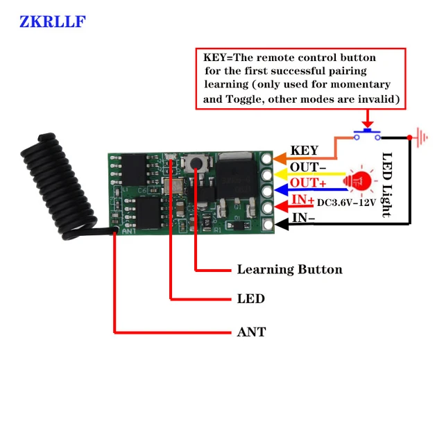 433mhz DC 3,6 V 5V 9V 12V 24V 1CH Mini Relay Wireless RF Fernbedienung  schalter LED Lampe Controller Micro Empfänger Sender DIY - AliExpress