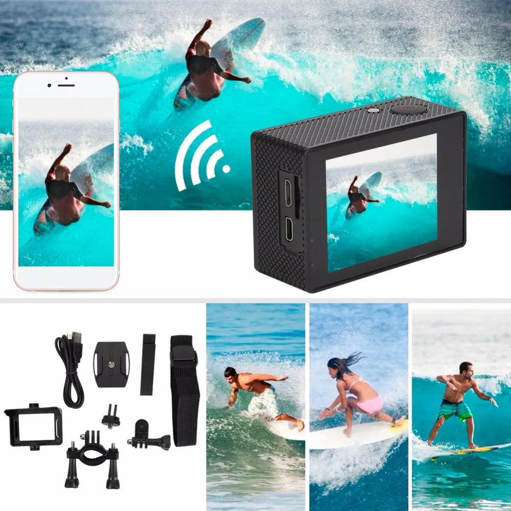 4K HD экшн-камера WiFi записывающая видеокамера подводная 30 м Водонепроницаемая камера рекордер с дистанционным управлением комплект спортивной камеры