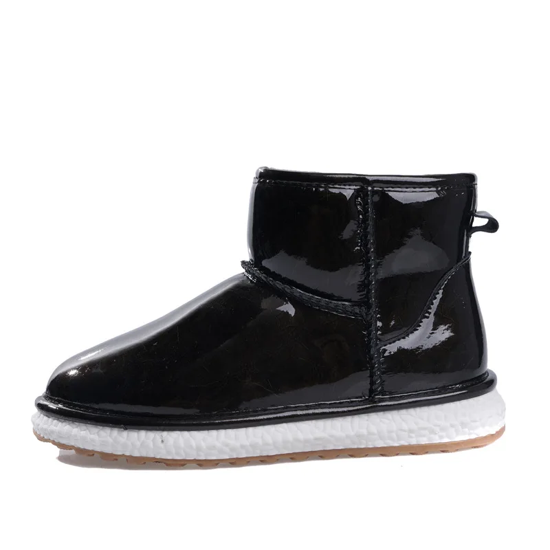 

2019 Winter New Female Waterproof Leather Snow Boots Warm Non-slip Short Tube Women's Shoes Winter Low Tube Cotton Shoes