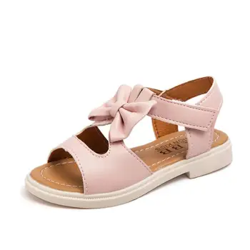 

New Summer Girls Sandals Leather Soft Comfortable Bow Princess Shoes Kids Baby Non-slip Flat Sandals for Girls
