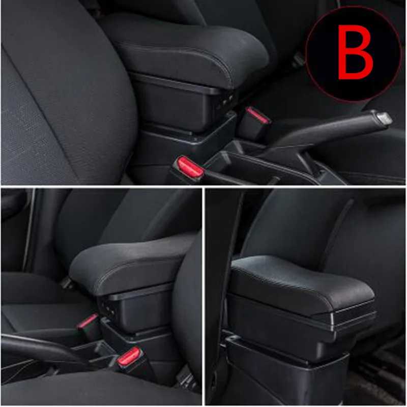 For Toyota Passo armrest box USB Charging heighten Double layer central Store content - Название цвета: B black black line