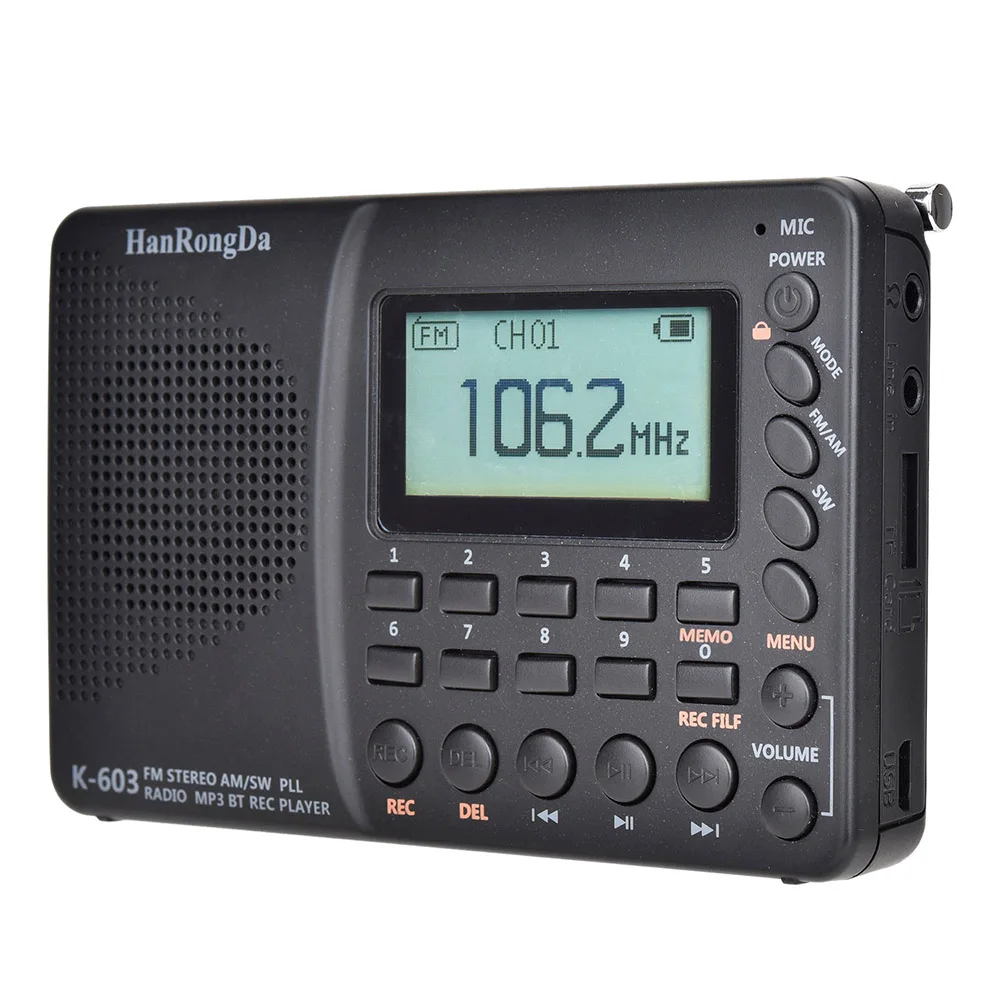Новейший Портативный радиоприемник многодиапазонный AM/FM/SW/BT/TF карманное радио USB