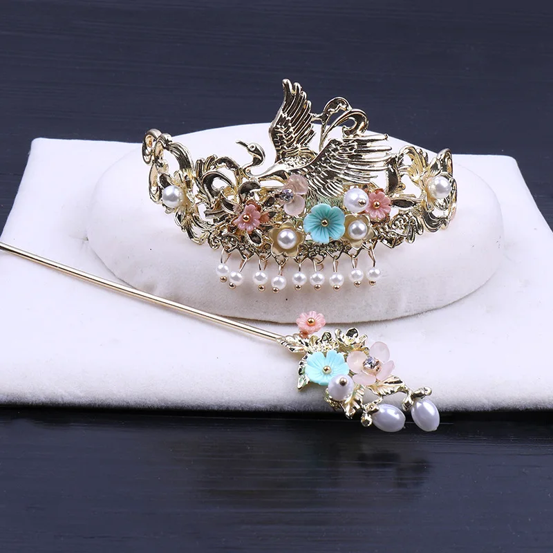 

Antique styling retro Chinese hairpin Han headdress wedding accessories set 2019 new