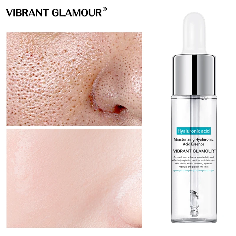 Buy 5pcs get free 2pcs VIBRANT GLAMOUR Hyaluronic Acid Face Serum Anti-Aging Moisturizing Essence Face Cream Shrink Pore Tool