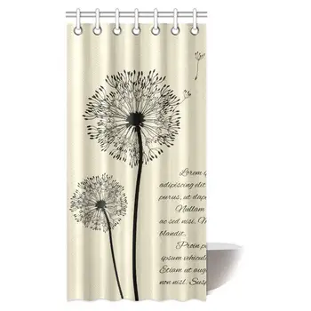 

Flower Decor Collection, Dandelions Flying Pollens Flowers Plants on Retro Background Nature Art Bathroom Shower Curtain Set