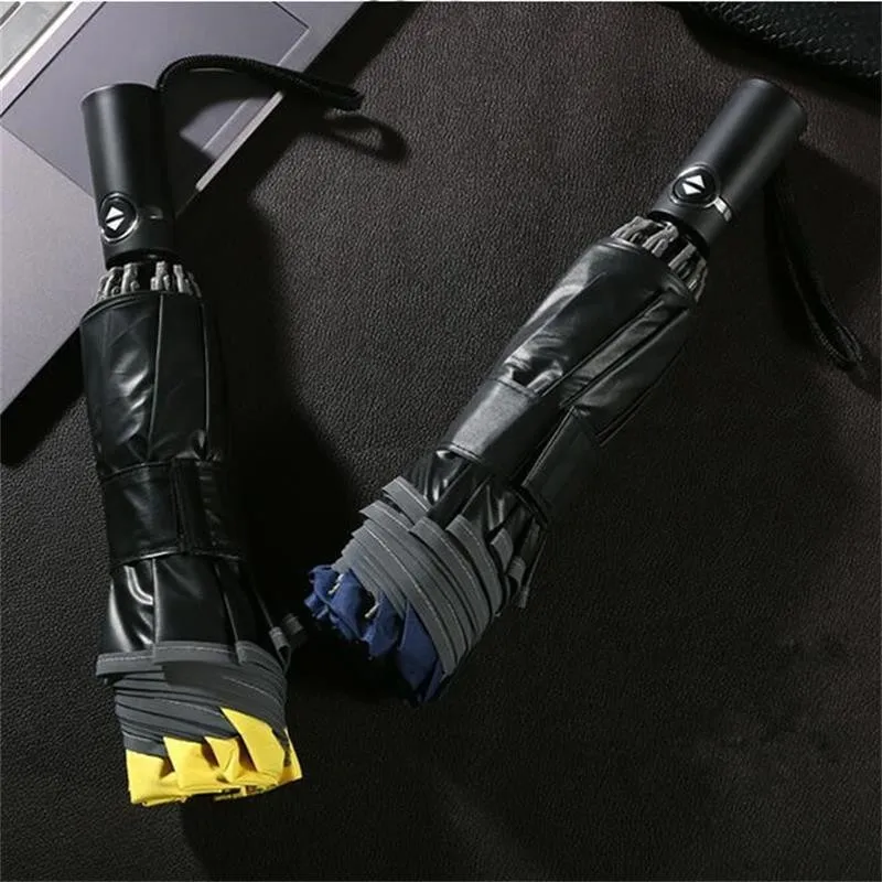 Automatic Windproof Folding Umbrella Reverse Black Coating Women Rain Sun UV Ladies Parasol Big Men Windproof Umbrellas AA50YS