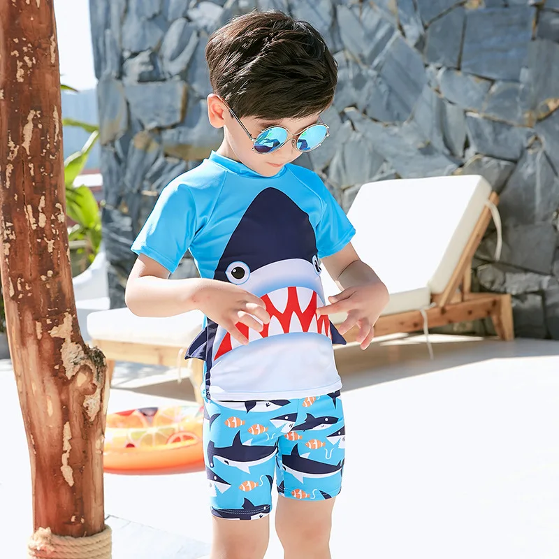 

2019 New Style BOY'S Swimsuit da zui sha Fish Cute CHILDREN'S Swimsuit Hot Springs Split Type Two Piece Set Boxer Children