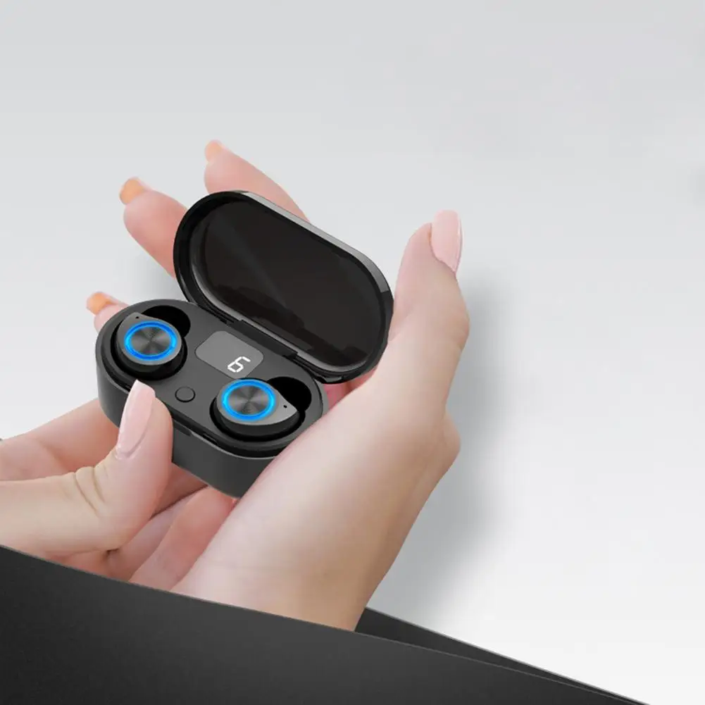Стерео Bluetooth гарнитура TW80 Bluetooth беспроводная гарнитура светодиодный цифровой дисплей TWS Bluetooth гарнитура 5,0 Touch стерео, черный белый