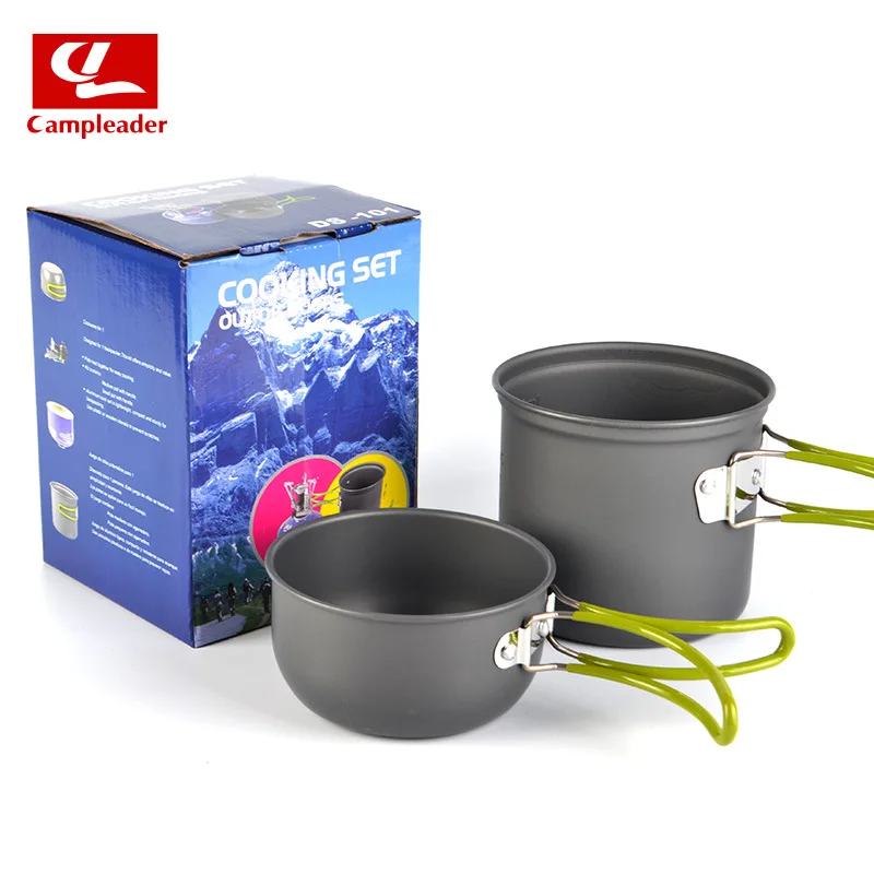 Campleader Camping Outdoor Camping Cookware 2pc/Set Pot Outdoor Cooker Picnic Light Aluminium Alloy Portable Pot Cover