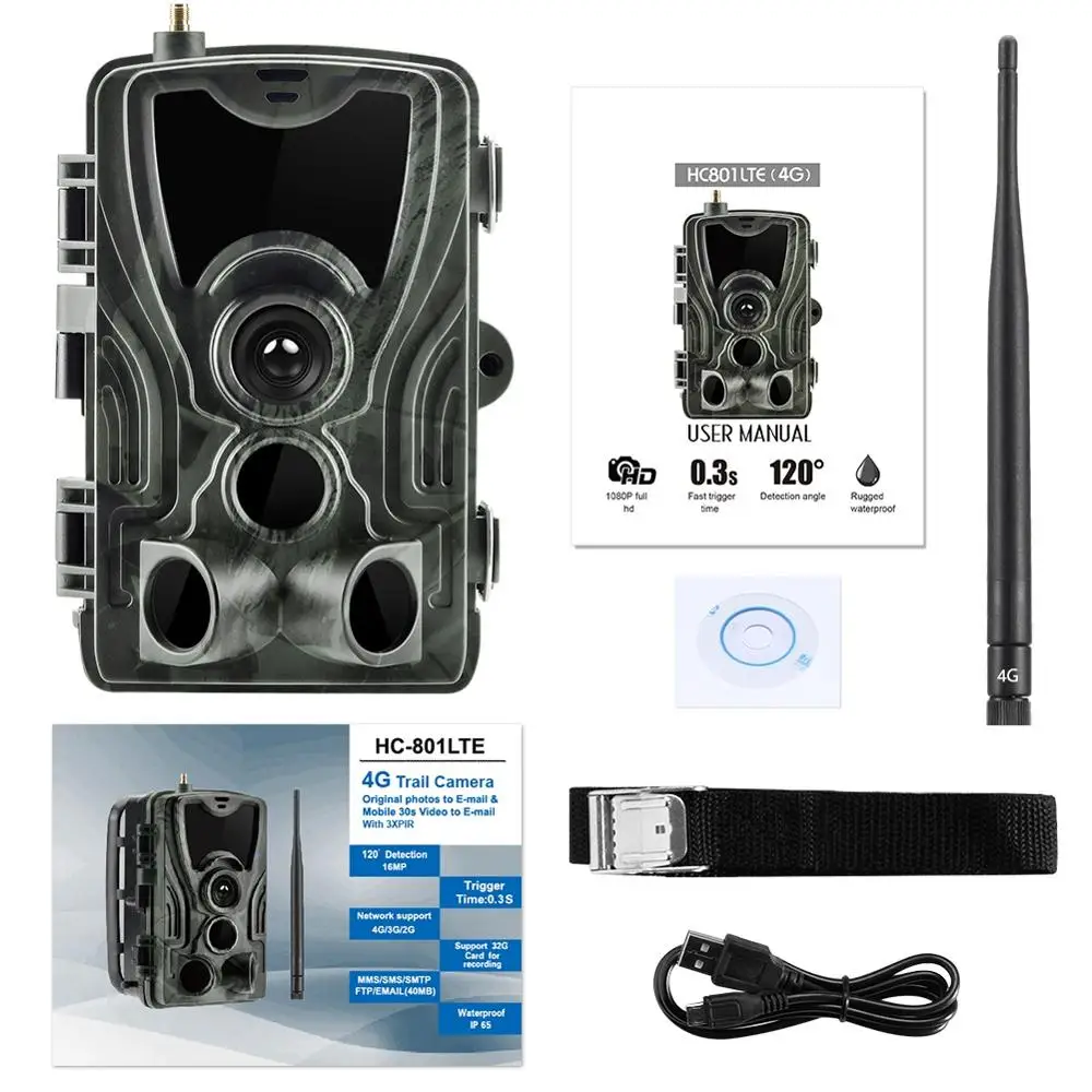 HC-801LTE 4G многофункциональная водонепроницаемая охотничья камера 16MP 64GB камера слежения IP65 ловушка 0,3 MMS/SMS/SMTP/FTP полевая камера