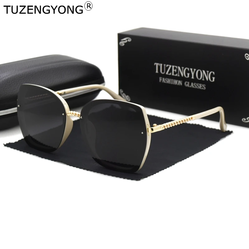 TUZENGYONG, роскошные женские солнцезащитные очки, модные, квадратные, женские, поляризационные, солнцезащитные очки, брендовые, дизайнерские, негабаритные, женские, oculos gafas