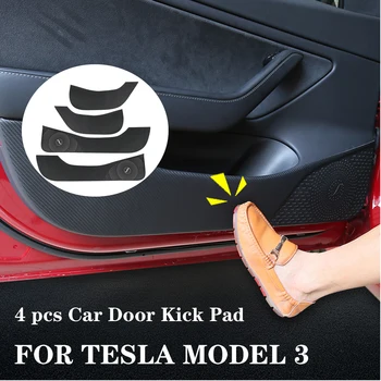 

Car Door Interior Leather Anti Kick Carbon Fiber Protective Cover Anti-kick Anti-dirty Pad Sticker For Tesla Model 3 Decoration