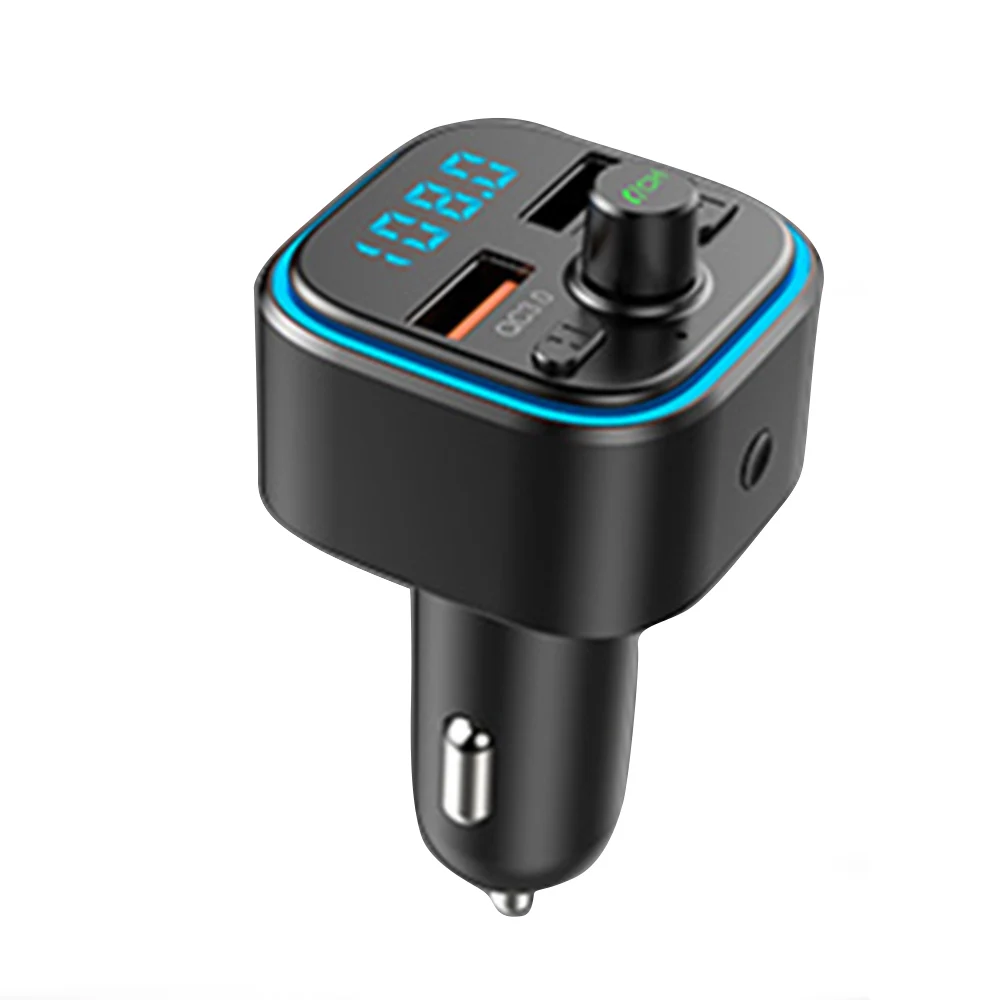 JINSERTA Автомобильный Bluetooth 5,0 fm-приемник передатчик FLAC музыка MP3-плеер громкой связи QC3.0 автомобильное зарядное устройство атмосфера мигающая лампа - Название цвета: Black
