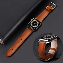 

Brown Leather Band Loop Strap For Apple Watch7 6 SE 5 4 3 2 1 38mm 40mm , Men Leather Watch Band for iwatch 5 44mm 42mm Bracelet