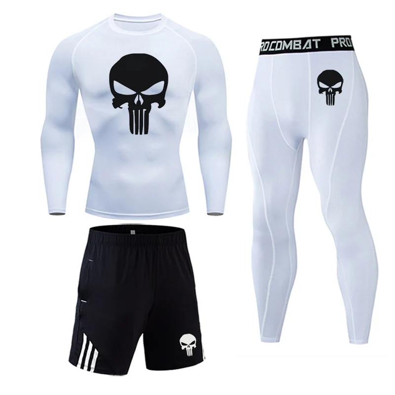 winter Top quality thermal underwear men underwear sets Sweatshirt sweat quick drying Skull compression underwear men clothing 2