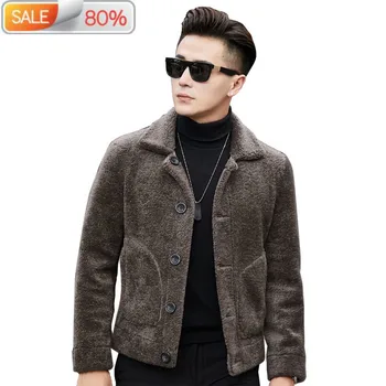 

Natural Sheep Shearling Short Winter Jacket Men Clothes 100% Wool Fur Coats Mens Plus Size Coat YC1993 ND770