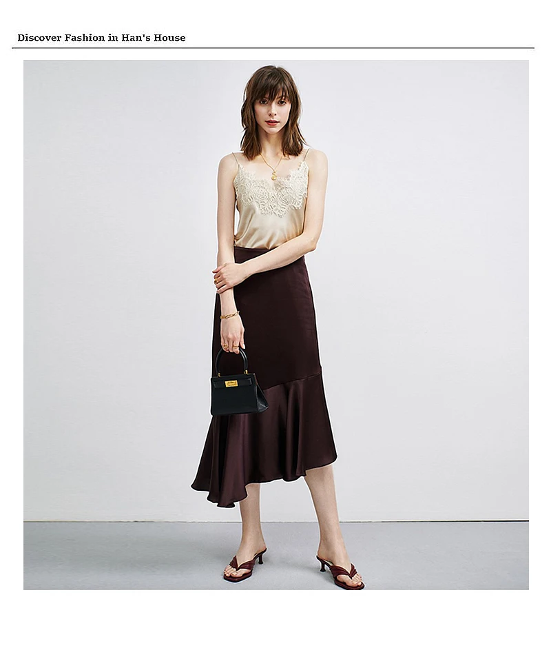 100% Silk Tank Top Women High Quality Fabric Shoulder Strap Adjustable Length Lace 4 Colors Casual Basic Clothing Fashion