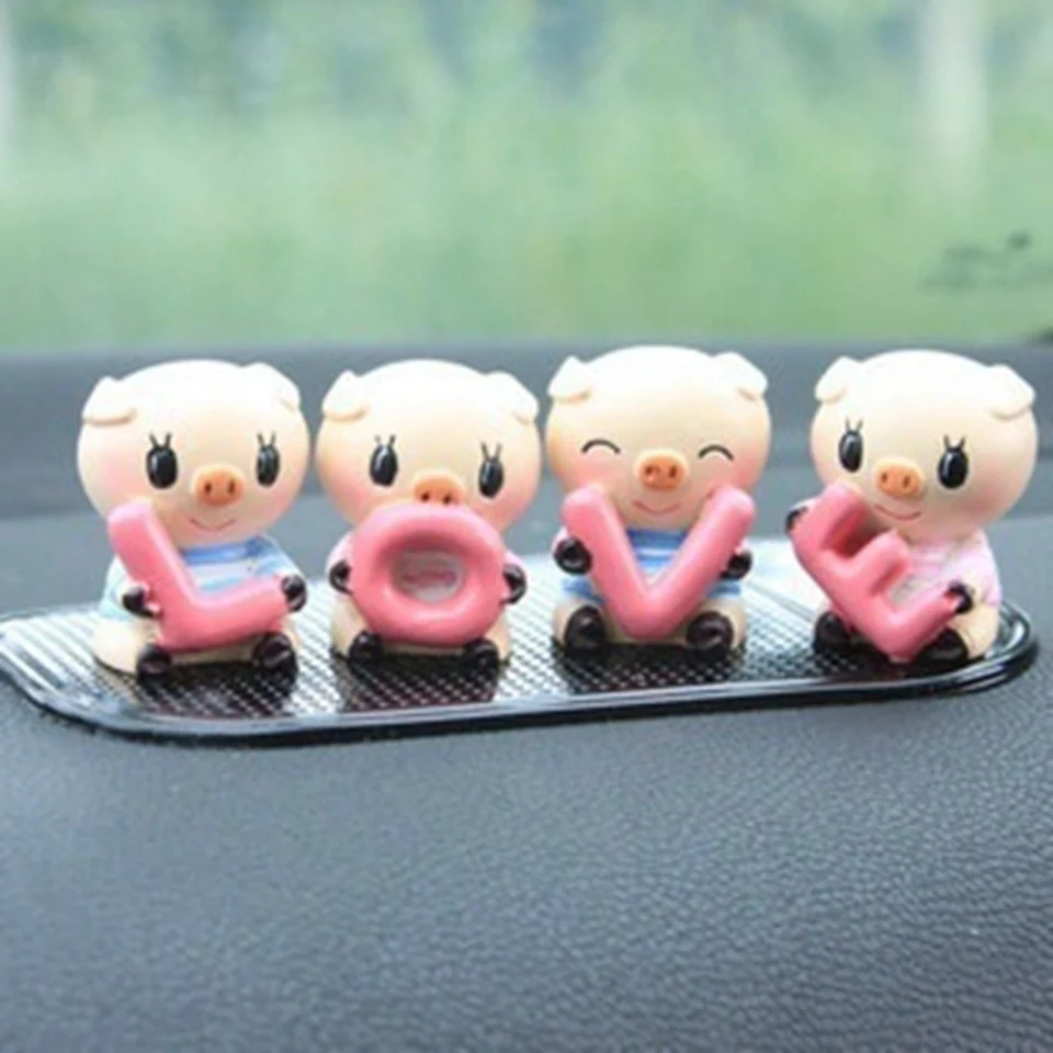 Kawaii милый любовь свинья украшение дома автомобиля набор статуэток мультфильм новинка подарок розовый HJ-19