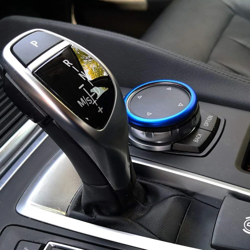FCIMcar 1pc Aluminum Center Console Multimedia Controller Knob Ring Cover for BMW 1 2 3 4 5 6 7 Series X3 X4 X5 X6 Blue