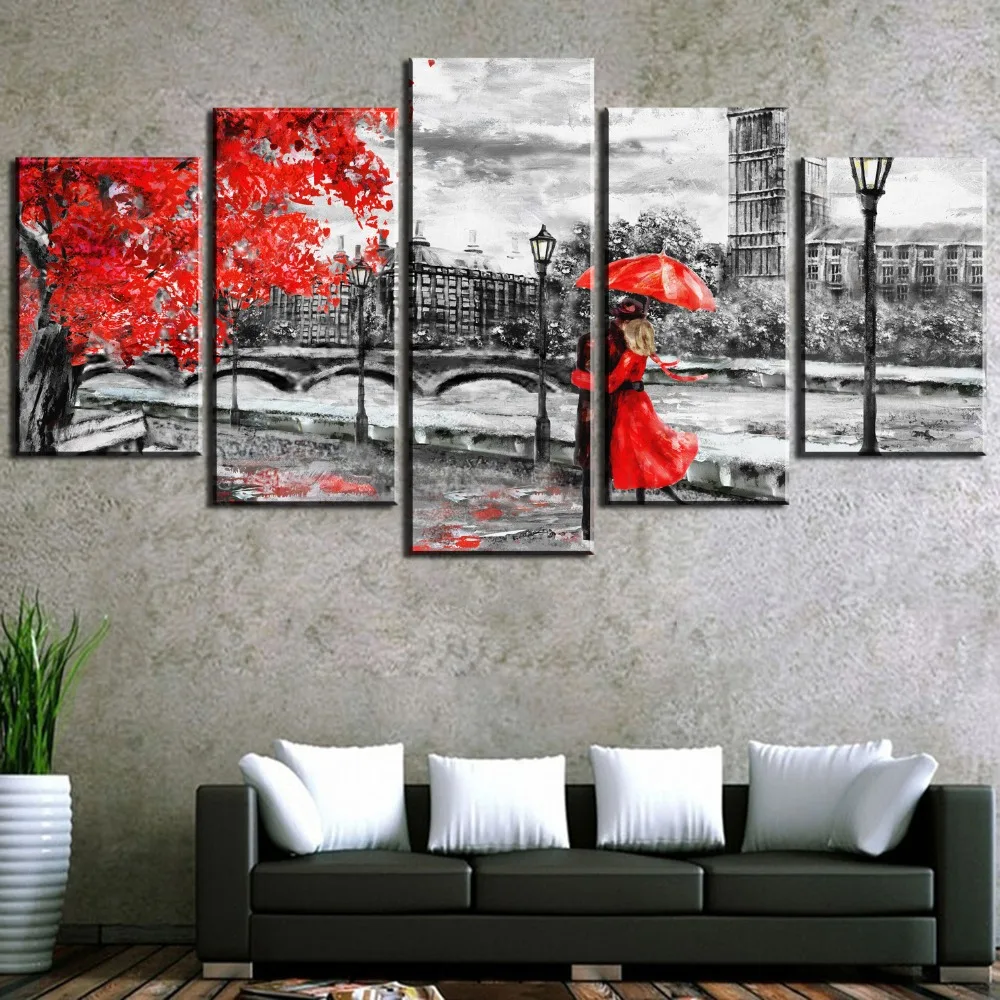 Canvas-Wall-Art-Modular-Pictures-5-Panel-London-Clock-Tower-Love-Way-Paintings-Cuadros-Home-Decoration (2)