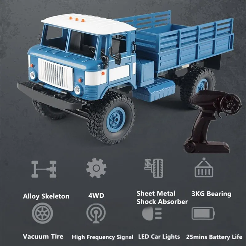 Electric Full Metal 2.4G Truck Off-Road RC Truck 1:16 Metal Body Structure Metal Shock Absorber Remote Control Truck RC Toy Gift 2