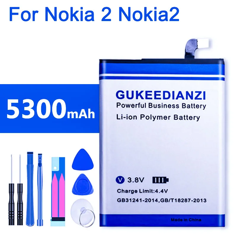 GUKEEDIANZI мощный прочный аккумулятор для мобильного телефона HE338 5300 мАч для Nokia 2 Nokia2 Сменные литий-полимерные аккумуляторы