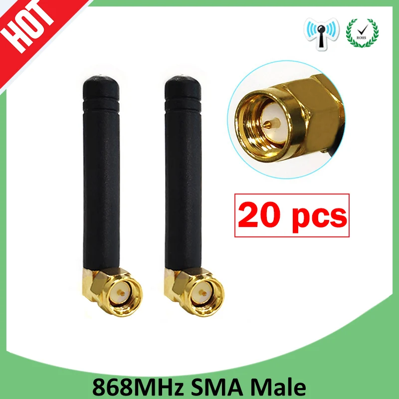 GRANDWISDOM 20pcs 868mhz antenna 3dbi sma male 915mhz lora antene pbx iot module lorawan signal receiver antena 868mhz 915mhz antenna lora 3dbi sma male connector gsm 915 mhz 868 iot antena antenne 21cm rp sma to ufl ipex 1 pigtail cable