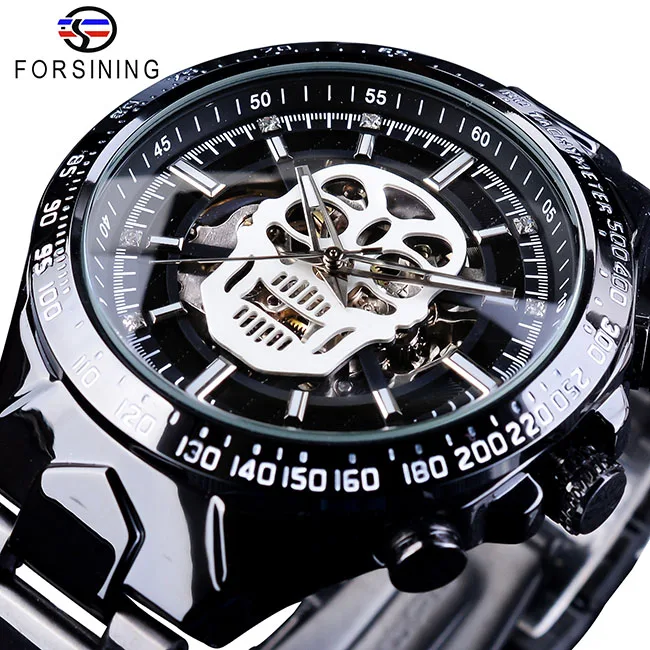 GMT1107-4 Forsining золотые стимпанк механические часы Мужские автоматические Призрак череп голова из нержавеющей стали ремешок мужские часы Montre для повседневного использования Homme подарок - Цвет: GMT1107-4