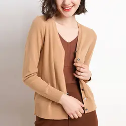 Корейский женский свитер модный шерстяной вязаный кардиган, Свитера женские куртки осенние женские термо-свитер куртка OL V шеи свитера