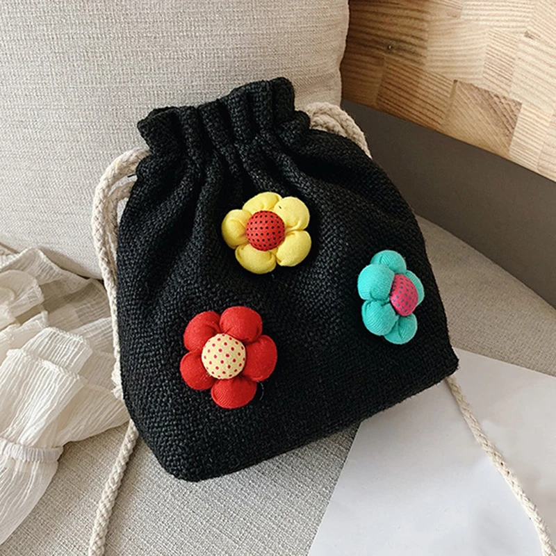 black Модная женская детская сумка через плечо, женская сумка через плечо ярких цветов с цветочным принтом, сумка-мессенджер для телефона, сумка-мешок для монет - Цвет: black