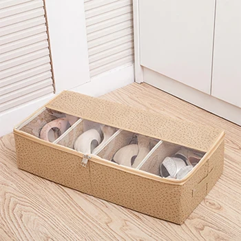 

Transparent Shoe Box Non-Woven Stackable Foldable Shoe Organizer Home Storage Organization for Shoes Dust Box Khaki