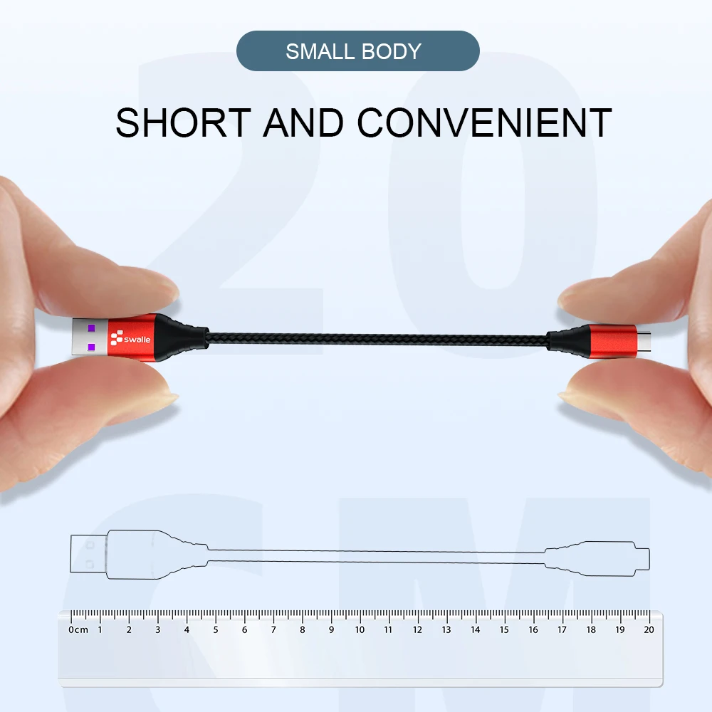Swalle 20 см Micro USB кабель 3A нейлоновый провод для быстрого заряда для Sam sung Android type-C светильник ning мобильный телефон usb зарядный шнур