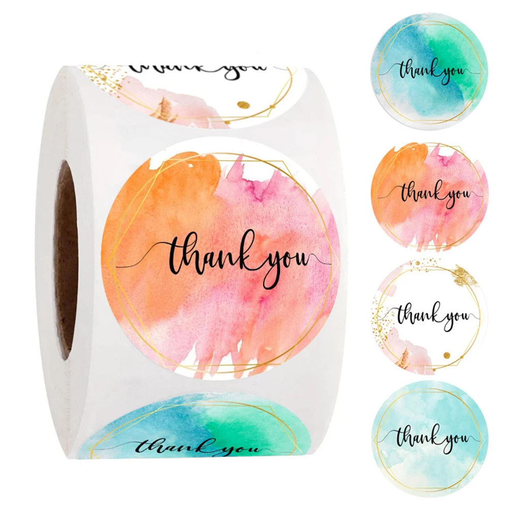 

100-500pcs Thank You for The Stickers Round Envelope Sealed Label Scrapbook STICKER BLACK PINK Stickers Stationery Cute Sticker