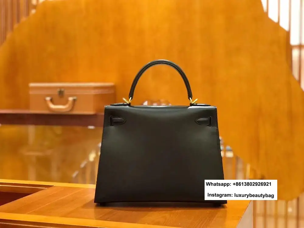 classic luxury designer women handmade box leather handbags bag lady