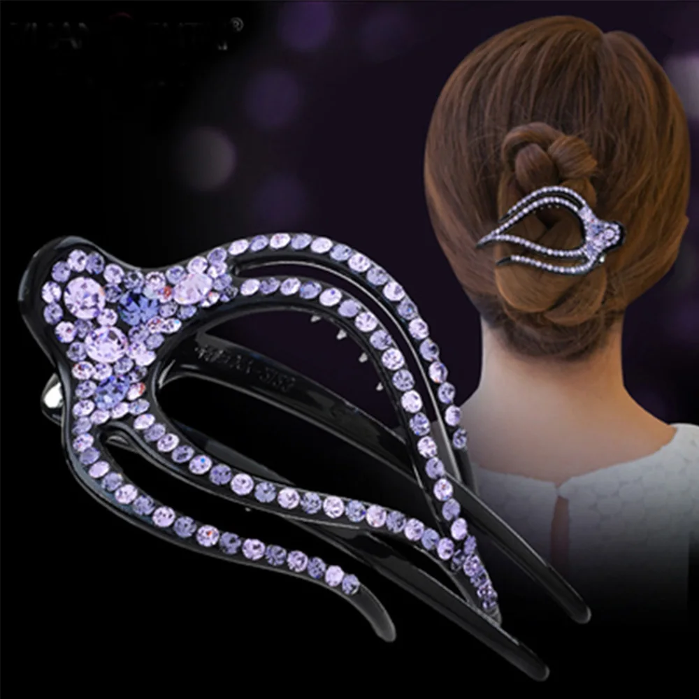 Fashion Rhinestone Hairpins Barrettes Big Size Duckbill Disk Hair Clips Disk Hair Hairpin Claws Hairdress For Women Accessories