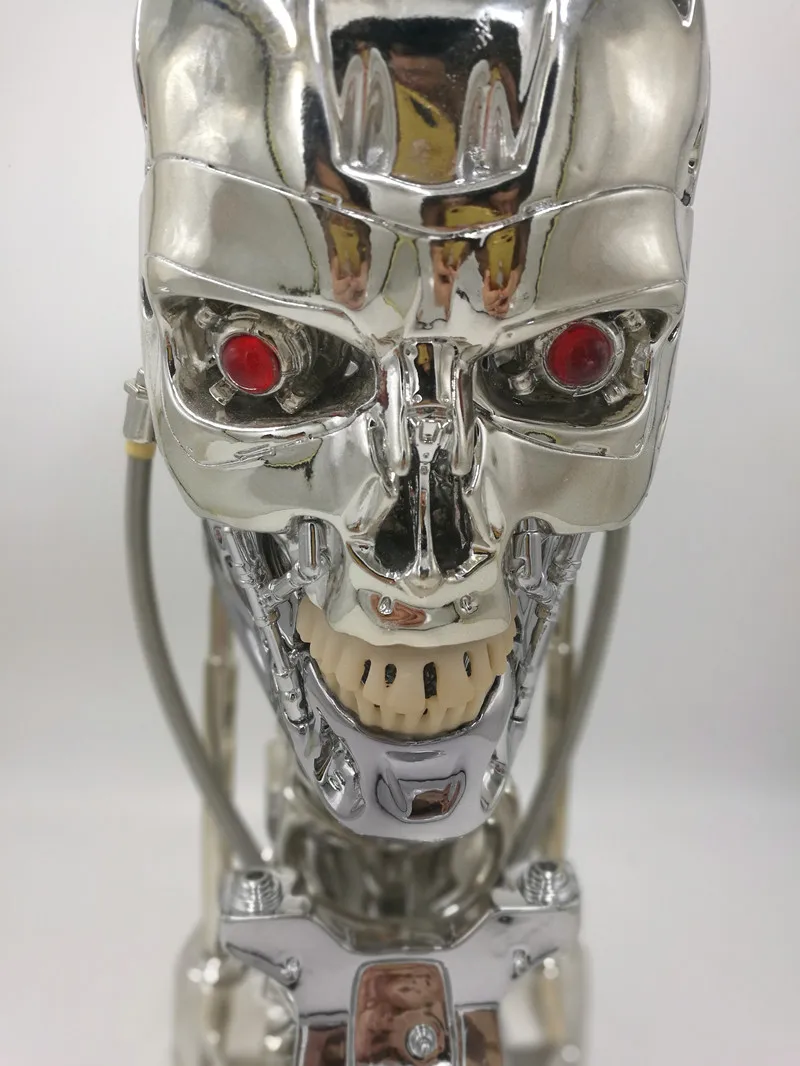Терминатор T800 1:1 статуя Арнольда Шварценеггера Т2 череп эндоскелета подъемный Размер Бюст светодиодный глаз лучшее качество смола фигурка
