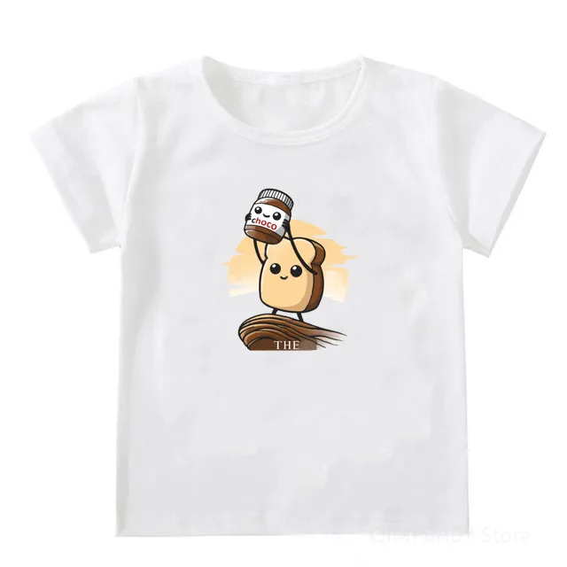 Модная забавная футболка Nutella Kawaii с принтом Детская круглым вырезом для