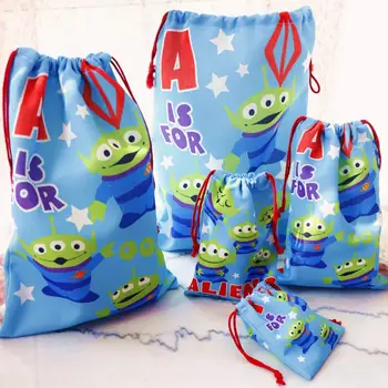 

1 Pc Kawaii Cartoon Three eyes Knapsack cute Alien Drawstring Bag Storage bag figure toy for girl kids gift