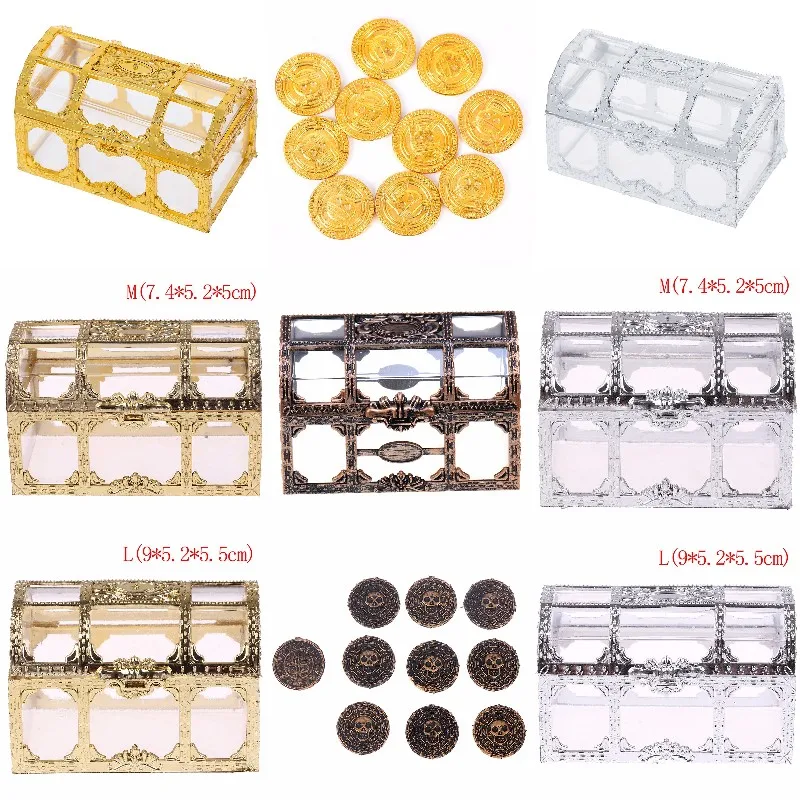 Plastic Container Storage Box Transparent Pirate Anime For Pirate Crystal Gem Treasure Box Toy Figures