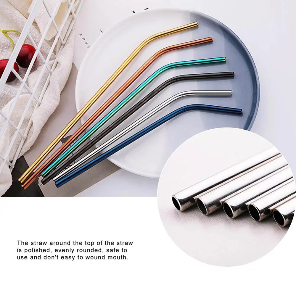 5 шт./компл. многоразовые металлические соломинки для питья соломинка изогнутая