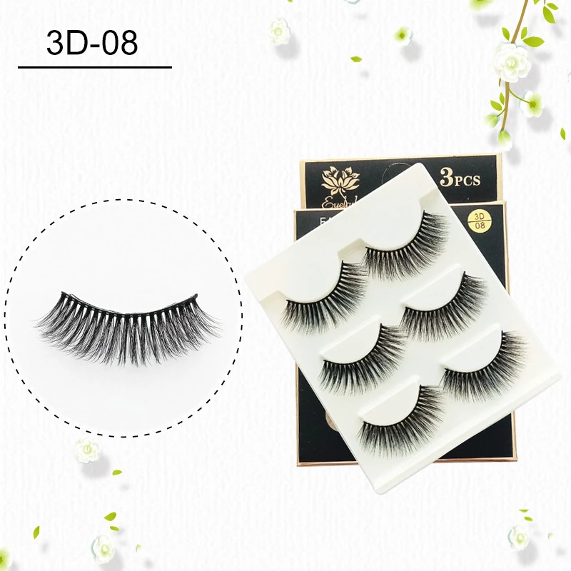 

3 Pairs Natural False Eyelashes Faux 3D Mink Slim Soft Eyelash Lashes Stereo Long Dense Handmade False Lashes Beauty