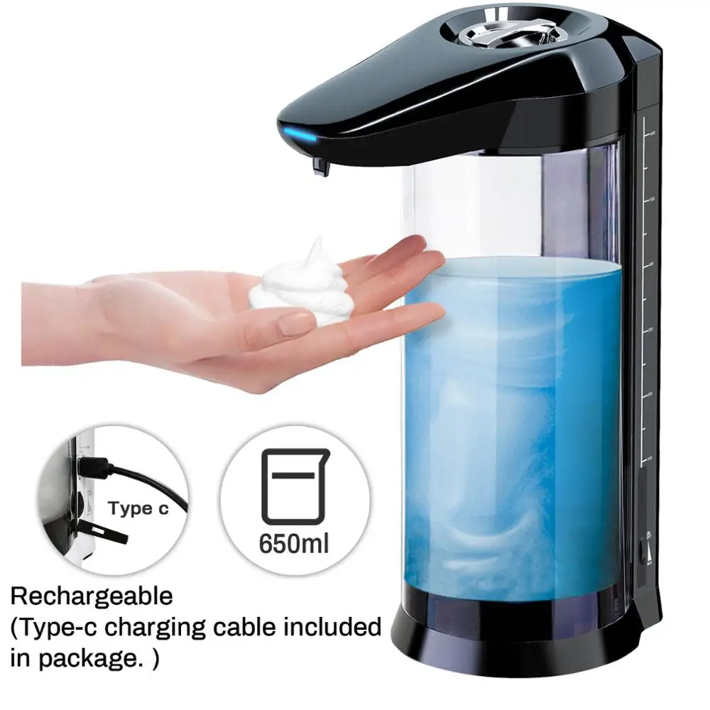 

650/400ml touchless Automatic soap Dispenser Rechargeable or connect to the power supply foaming Liquid Soap Hand sanit