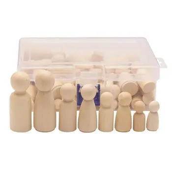 

Wooden DIY Color Painting Peg Dolls Male & Female Doll Bodies Decorations