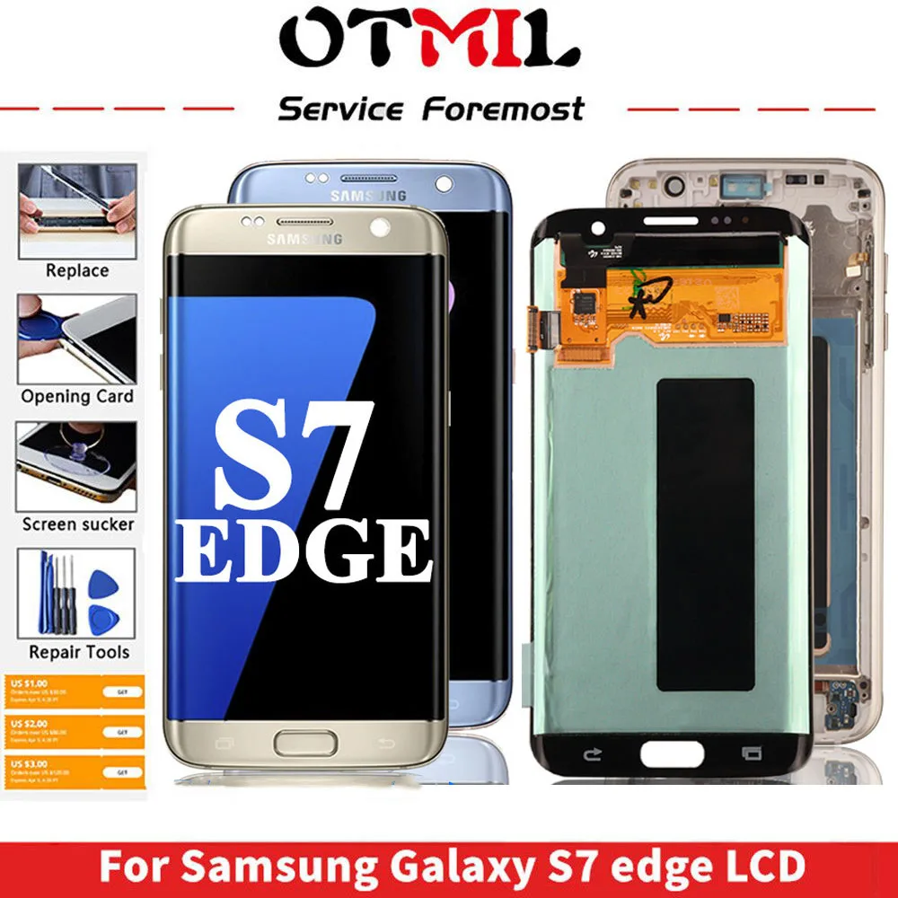 ЖК-дисплей Super Amoled с рамкой для Samsung Galaxy S7 Edge/G935/G935F сенсорный экран дигитайзером в