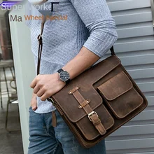 Travel Shoulder Business Messenger Women Men Bag Genuine Leather Briefcase For Documents Big Handbag Male Female Laptop Tablet