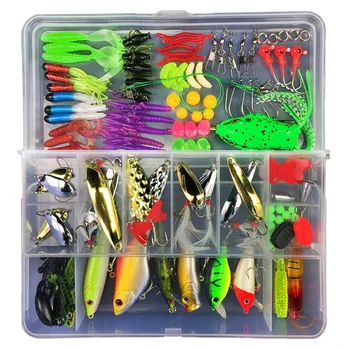 

Multi-Style Bait Set Hard Bait Soft Bait Accessories Set 106 Pieces Of Swimming Bait Portable Bait with Box Set Thunder Frog O